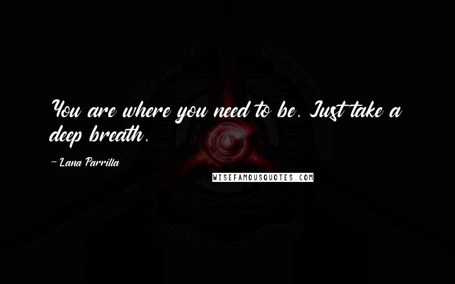 Lana Parrilla Quotes: You are where you need to be. Just take a deep breath.