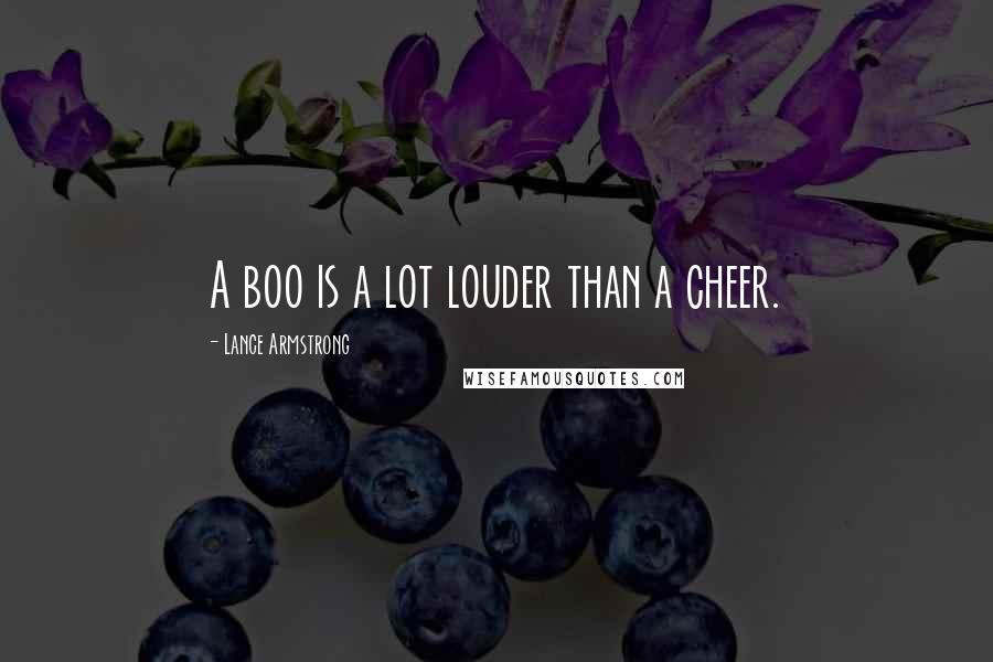 Lance Armstrong Quotes: A boo is a lot louder than a cheer.