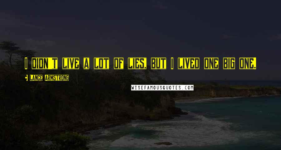 Lance Armstrong Quotes: I didn't live a lot of lies, but I lived one big one.