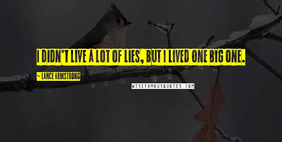 Lance Armstrong Quotes: I didn't live a lot of lies, but I lived one big one.