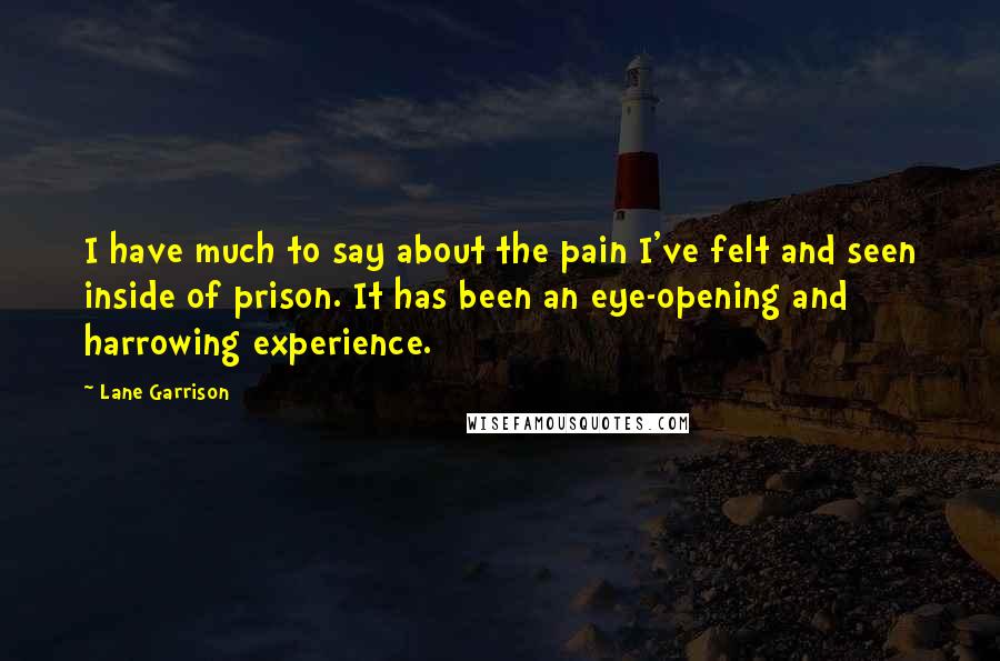 Lane Garrison Quotes: I have much to say about the pain I've felt and seen inside of prison. It has been an eye-opening and harrowing experience.
