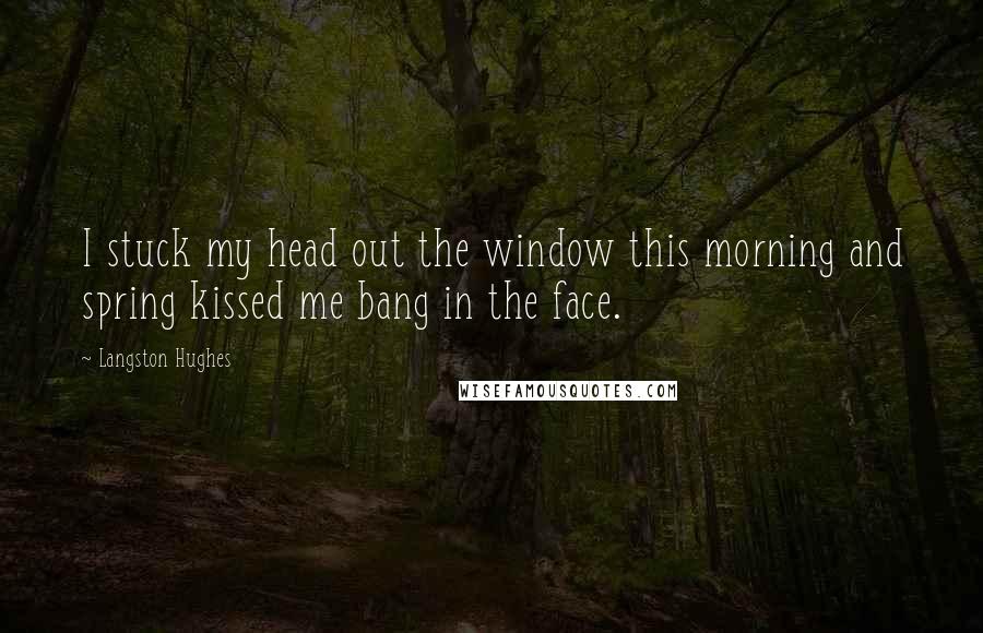 Langston Hughes Quotes: I stuck my head out the window this morning and spring kissed me bang in the face.