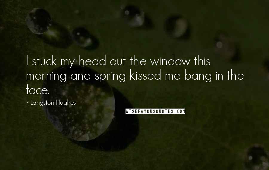 Langston Hughes Quotes: I stuck my head out the window this morning and spring kissed me bang in the face.