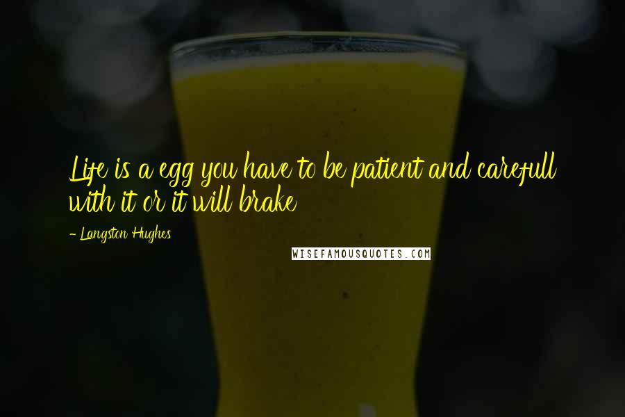 Langston Hughes Quotes: Life is a egg you have to be patient and carefull with it or it will brake