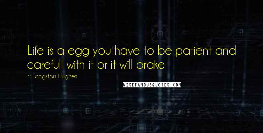 Langston Hughes Quotes: Life is a egg you have to be patient and carefull with it or it will brake