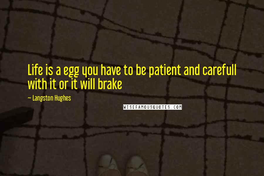 Langston Hughes Quotes: Life is a egg you have to be patient and carefull with it or it will brake