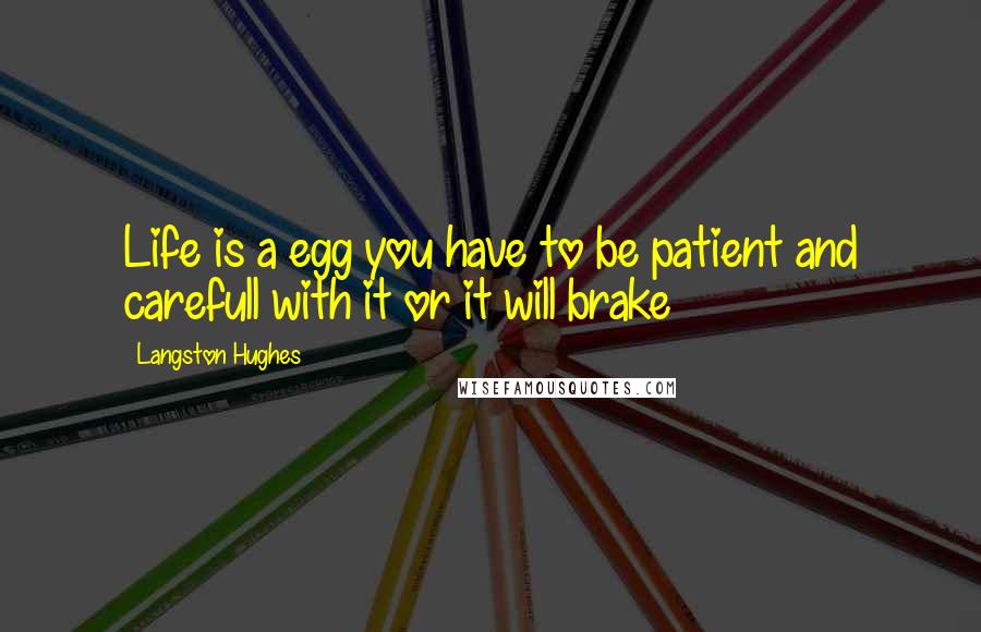 Langston Hughes Quotes: Life is a egg you have to be patient and carefull with it or it will brake