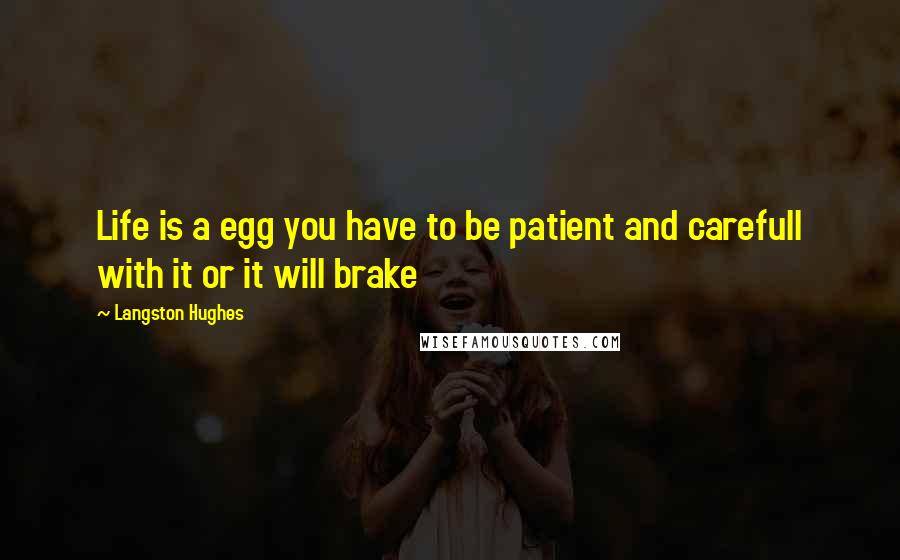 Langston Hughes Quotes: Life is a egg you have to be patient and carefull with it or it will brake