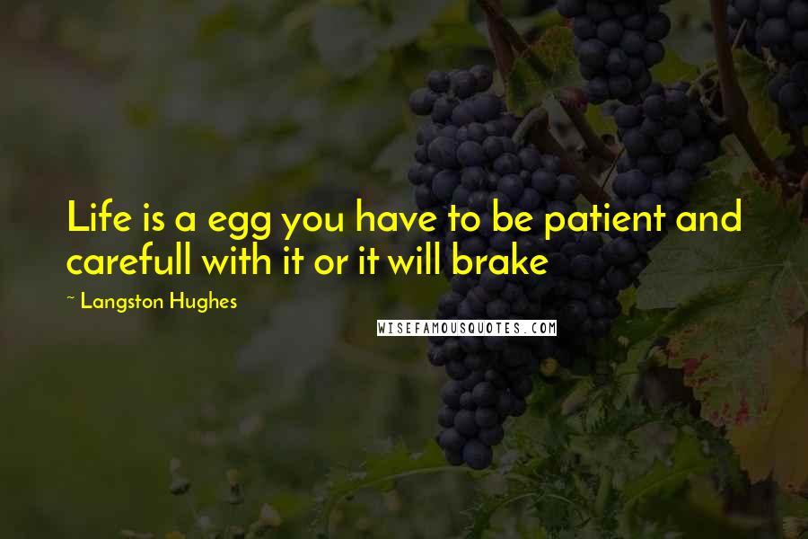 Langston Hughes Quotes: Life is a egg you have to be patient and carefull with it or it will brake