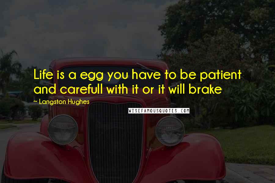 Langston Hughes Quotes: Life is a egg you have to be patient and carefull with it or it will brake