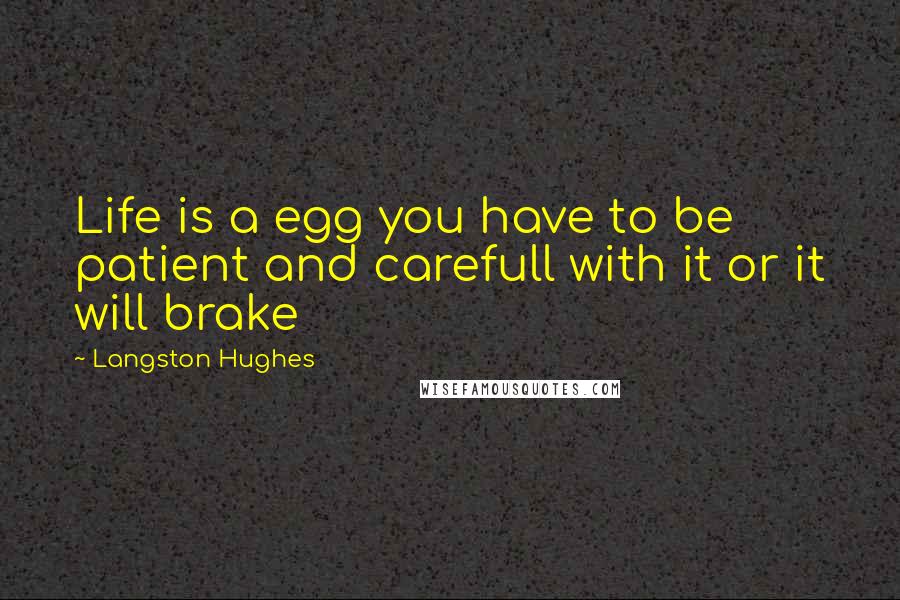 Langston Hughes Quotes: Life is a egg you have to be patient and carefull with it or it will brake