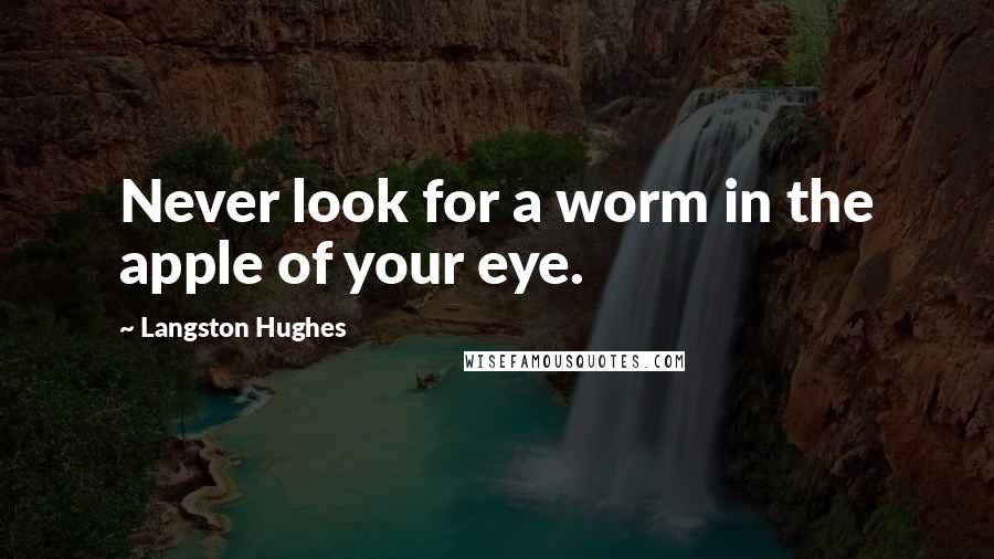 Langston Hughes Quotes: Never look for a worm in the apple of your eye.