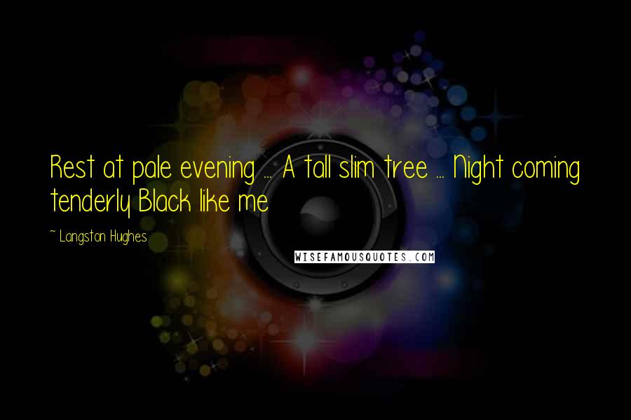 Langston Hughes Quotes: Rest at pale evening ... A tall slim tree ... Night coming tenderly Black like me