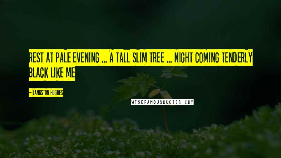 Langston Hughes Quotes: Rest at pale evening ... A tall slim tree ... Night coming tenderly Black like me