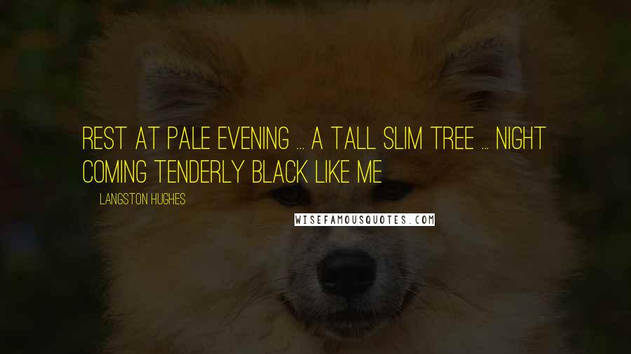 Langston Hughes Quotes: Rest at pale evening ... A tall slim tree ... Night coming tenderly Black like me