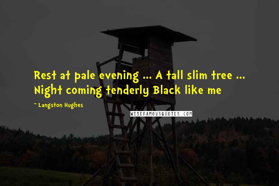 Langston Hughes Quotes: Rest at pale evening ... A tall slim tree ... Night coming tenderly Black like me