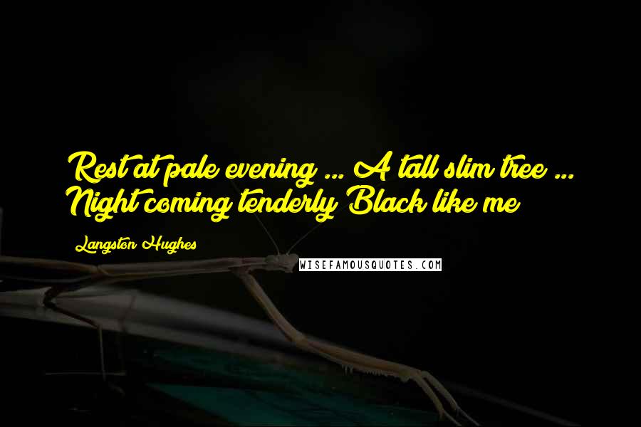 Langston Hughes Quotes: Rest at pale evening ... A tall slim tree ... Night coming tenderly Black like me