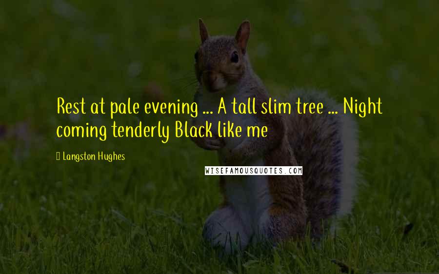 Langston Hughes Quotes: Rest at pale evening ... A tall slim tree ... Night coming tenderly Black like me