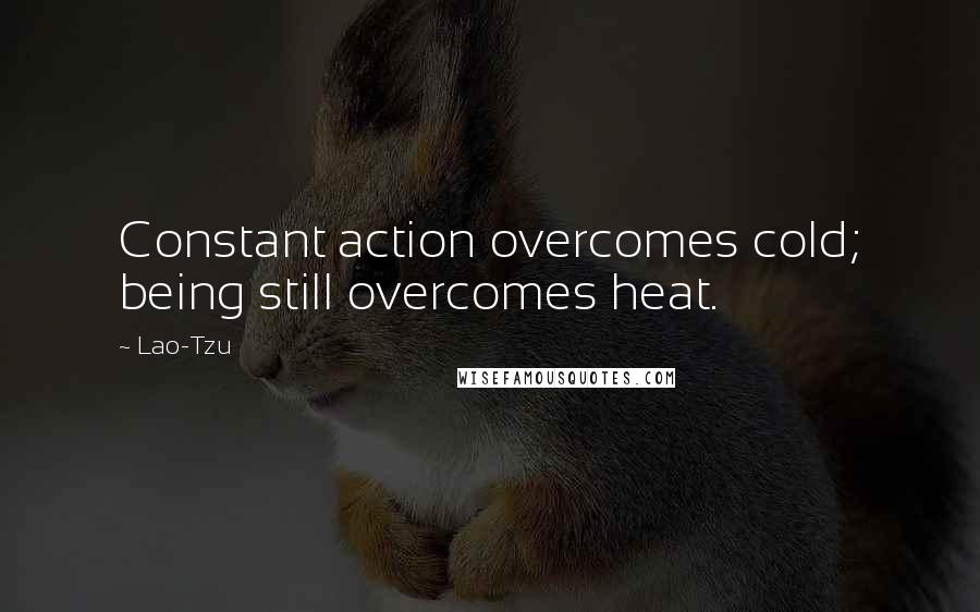 Lao-Tzu Quotes: Constant action overcomes cold; being still overcomes heat.