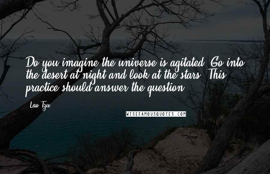 Lao-Tzu Quotes: Do you imagine the universe is agitated? Go into the desert at night and look at the stars. This practice should answer the question.