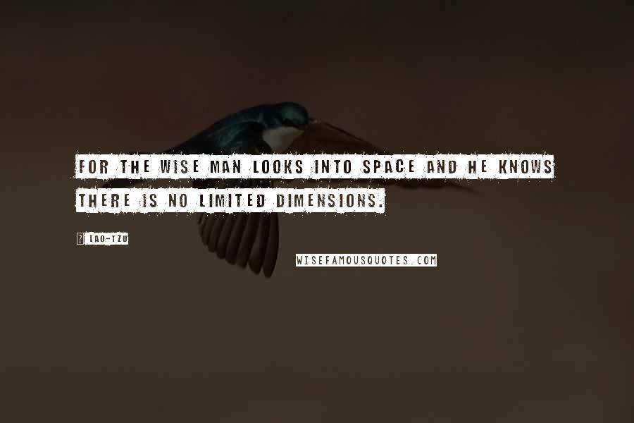 Lao-Tzu Quotes: For the wise man looks into space and he knows there is no limited dimensions.