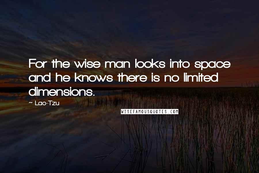 Lao-Tzu Quotes: For the wise man looks into space and he knows there is no limited dimensions.