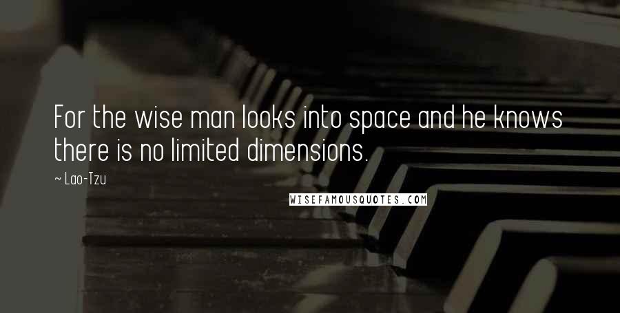 Lao-Tzu Quotes: For the wise man looks into space and he knows there is no limited dimensions.