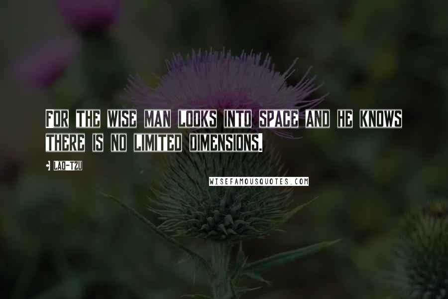 Lao-Tzu Quotes: For the wise man looks into space and he knows there is no limited dimensions.