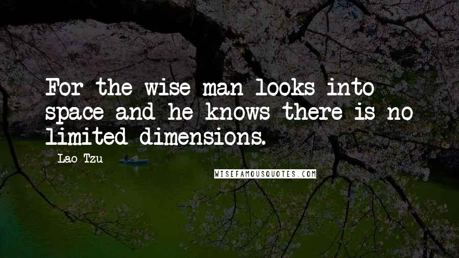 Lao-Tzu Quotes: For the wise man looks into space and he knows there is no limited dimensions.