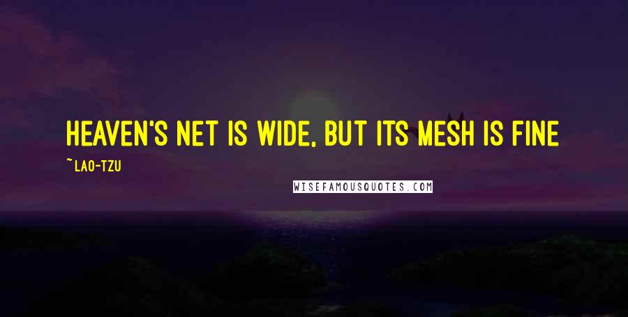 Lao-Tzu Quotes: Heaven's net is wide, but its mesh is fine