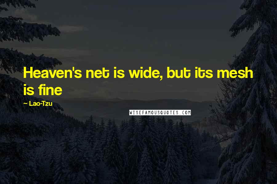 Lao-Tzu Quotes: Heaven's net is wide, but its mesh is fine