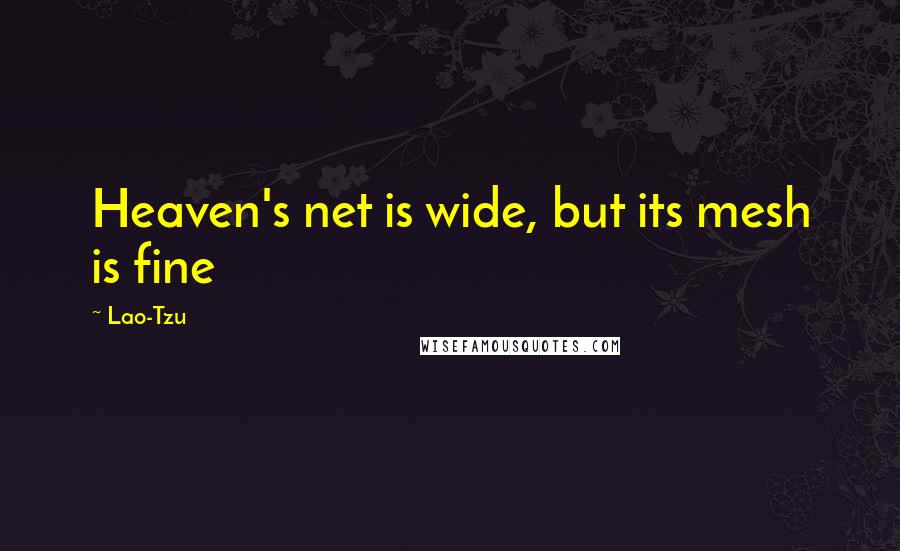 Lao-Tzu Quotes: Heaven's net is wide, but its mesh is fine