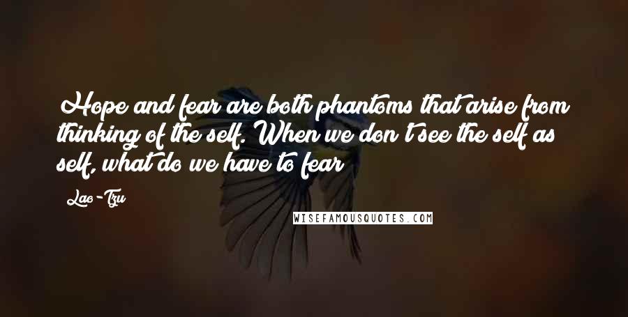 Lao-Tzu Quotes: Hope and fear are both phantoms that arise from thinking of the self. When we don't see the self as self, what do we have to fear?