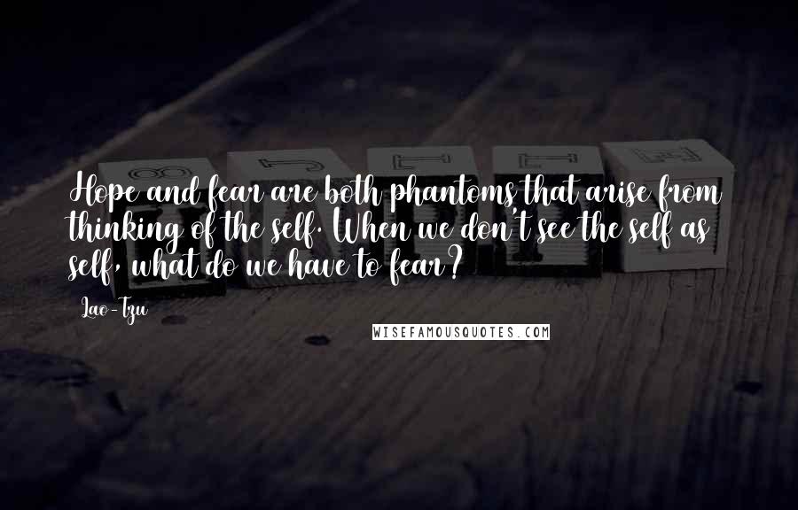 Lao-Tzu Quotes: Hope and fear are both phantoms that arise from thinking of the self. When we don't see the self as self, what do we have to fear?