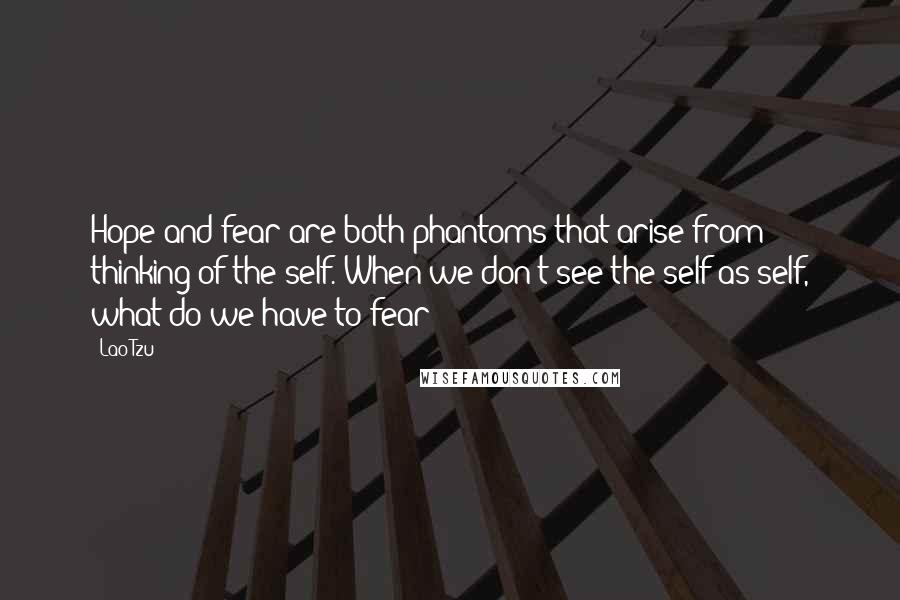 Lao-Tzu Quotes: Hope and fear are both phantoms that arise from thinking of the self. When we don't see the self as self, what do we have to fear?