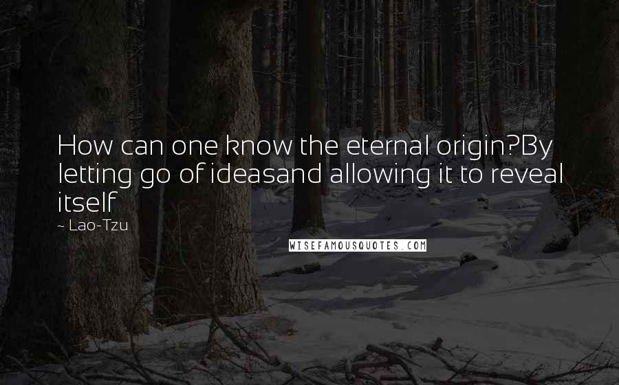 Lao-Tzu Quotes: How can one know the eternal origin?By letting go of ideasand allowing it to reveal itself