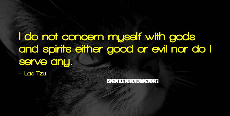 Lao-Tzu Quotes: I do not concern myself with gods and spirits either good or evil nor do I serve any.