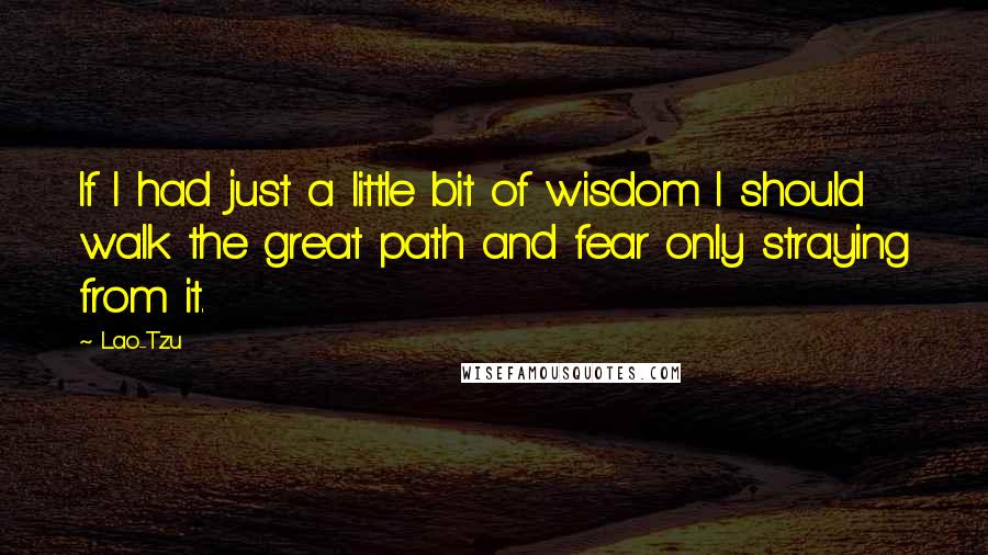 Lao-Tzu Quotes: If I had just a little bit of wisdom I should walk the great path and fear only straying from it.