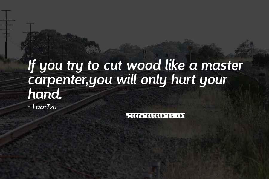 Lao-Tzu Quotes: If you try to cut wood like a master carpenter,you will only hurt your hand.