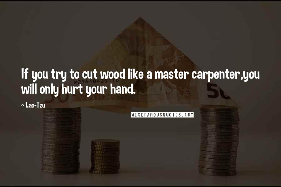 Lao-Tzu Quotes: If you try to cut wood like a master carpenter,you will only hurt your hand.