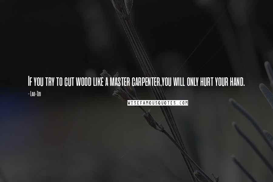 Lao-Tzu Quotes: If you try to cut wood like a master carpenter,you will only hurt your hand.