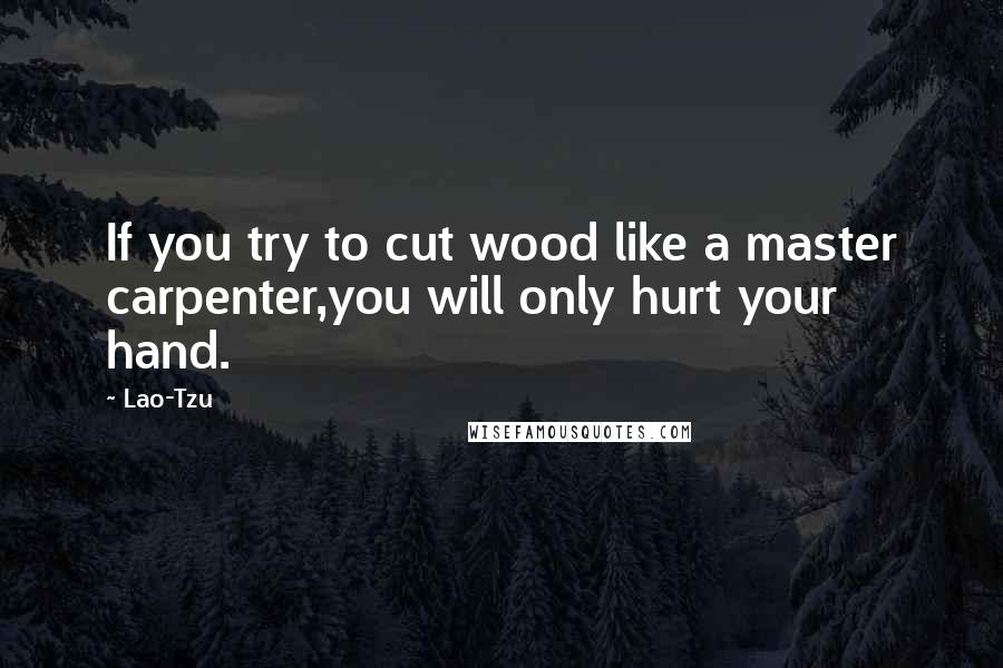 Lao-Tzu Quotes: If you try to cut wood like a master carpenter,you will only hurt your hand.