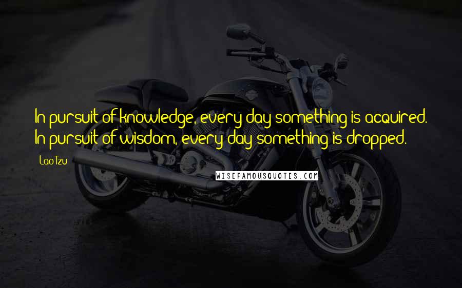 Lao-Tzu Quotes: In pursuit of knowledge, every day something is acquired. In pursuit of wisdom, every day something is dropped.