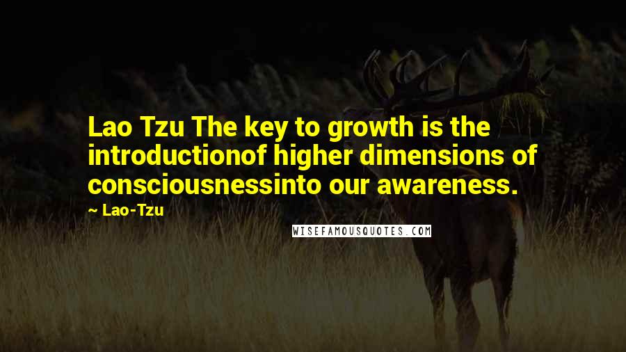 Lao-Tzu Quotes: Lao Tzu The key to growth is the introductionof higher dimensions of consciousnessinto our awareness.