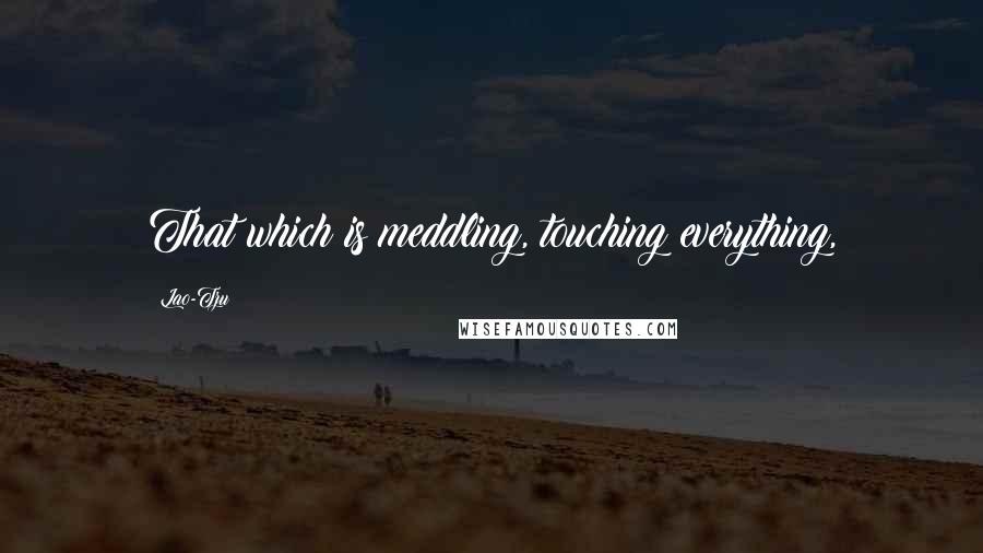 Lao-Tzu Quotes: That which is meddling, touching everything,