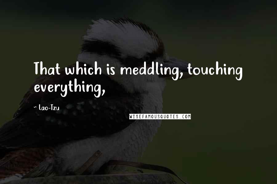 Lao-Tzu Quotes: That which is meddling, touching everything,