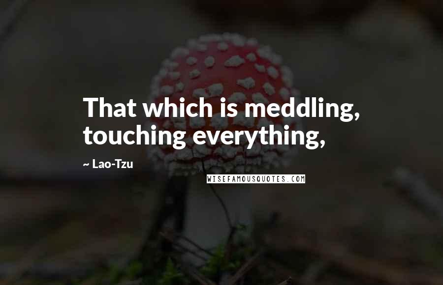 Lao-Tzu Quotes: That which is meddling, touching everything,