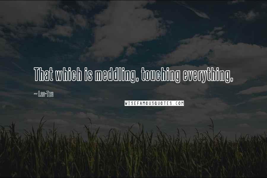 Lao-Tzu Quotes: That which is meddling, touching everything,