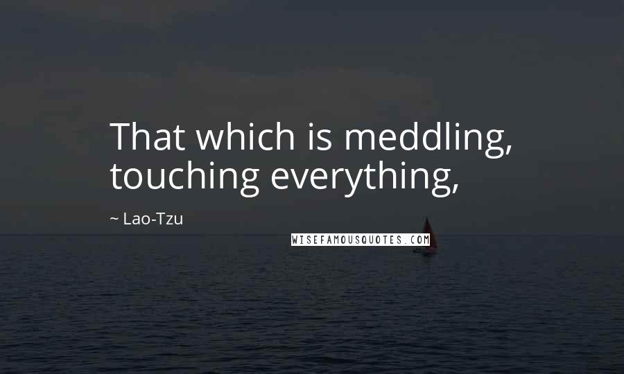 Lao-Tzu Quotes: That which is meddling, touching everything,