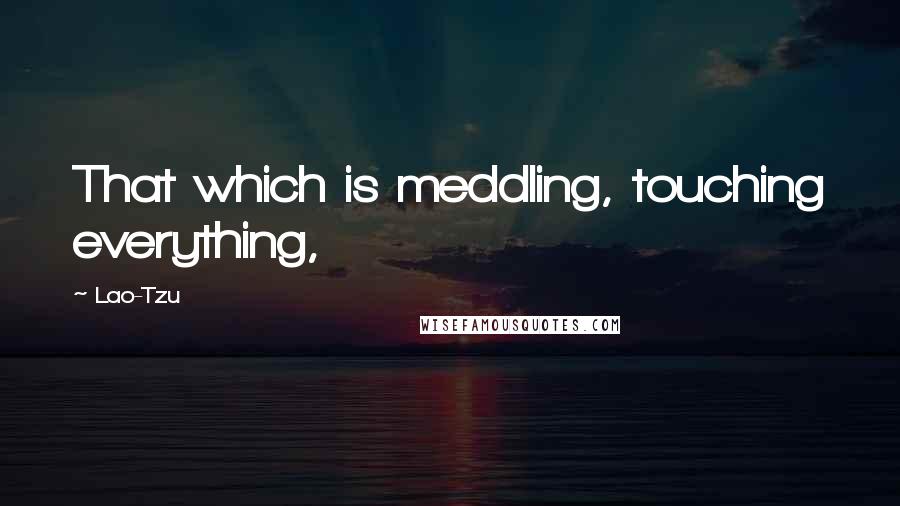 Lao-Tzu Quotes: That which is meddling, touching everything,